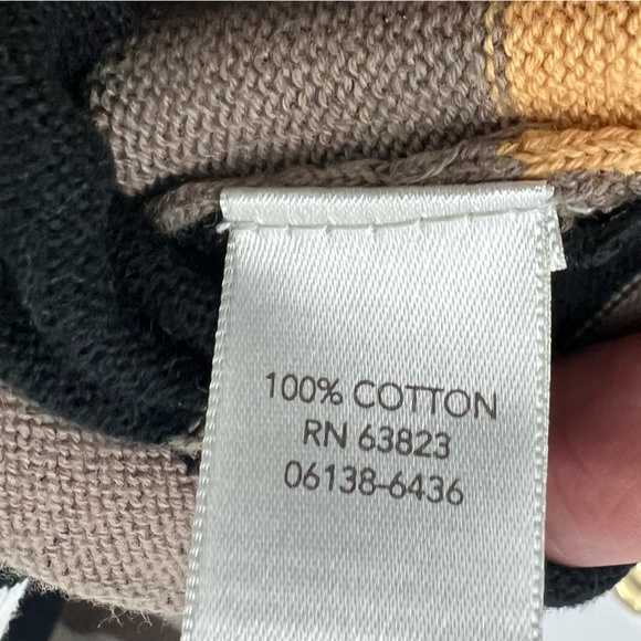 Christopher & Banks cotton zip cardigan stripes yellow gold black XL - Picture 4 of 4